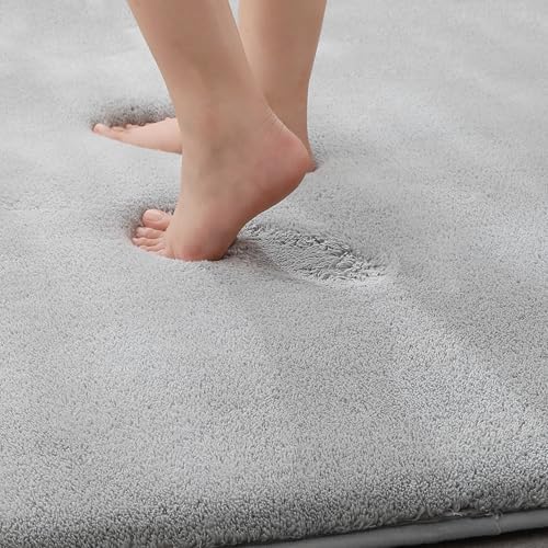 MINIDEAR Bathroom Rugs 60x20 Light Gray - Thick Memory Foam Bath Mat, Ultra Soft & Plush Fluffy, Non-Slip, Quick Dry, Absorbent Washable Floor Microfiber Mat for Tub, Home Decor Accessories - Image 6