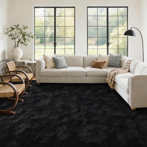 5x7 Fluffy Shaggy Area Rugs Non-Slip Soft for Living Room Bedroom Black - Image 4