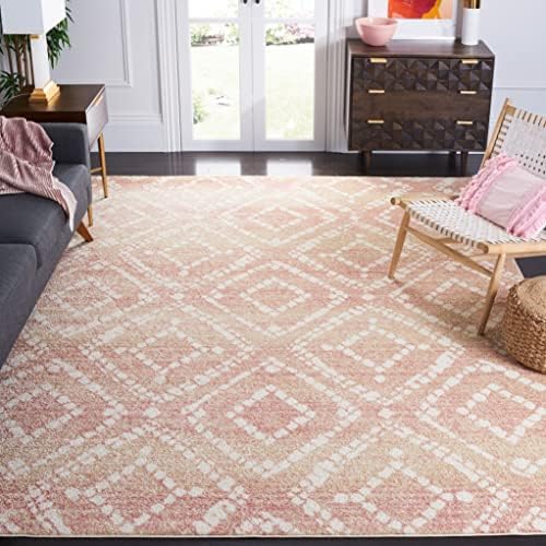 SAFAVIEH Adirondack Collection Area Rug - 6' Square, Rose & Gold, Modern Diamond Distressed Design, Non-Shedding & Easy Care, Ideal for High Traffic Areas in Living Room, Bedroom (ADR131Q) by Unknown