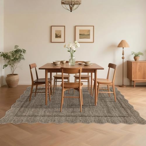 GarveeHome Scalloped Washable Rug 9x12 Area Rug for Living Room, Taupe - Image 4