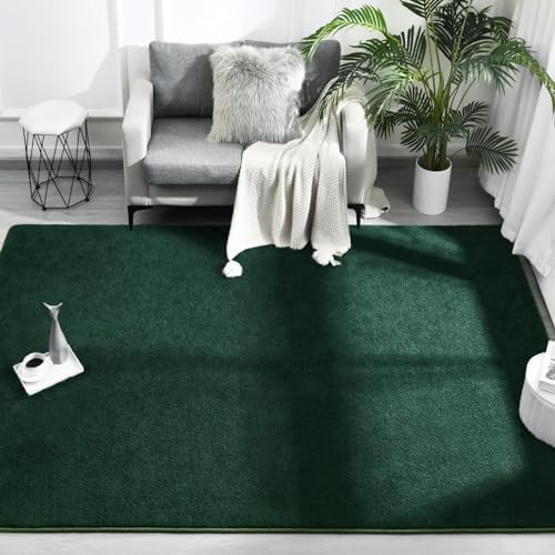 FlyDOIT Area Rugs for Bedroom Living Room, 7x10 Dark Green Super Soft Comfy Thickened Memory-Foam Indoor Carpets, Modern Aesthetic Minimalist Carpet for Boys Girls Adults Apartment Nursery Home Décor - Image 2