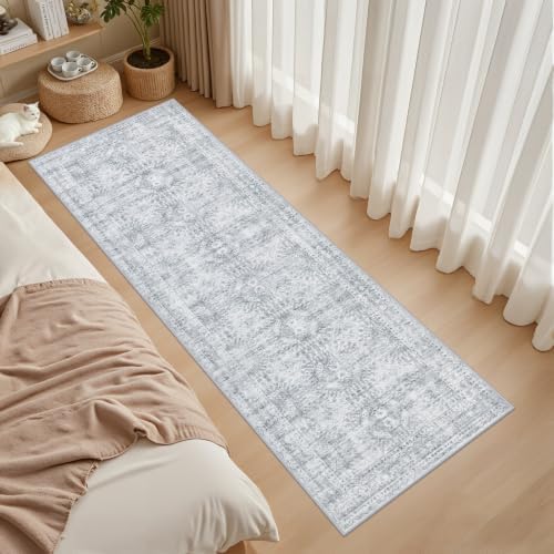 3x10 Hallway Washable Runner Rug: Neutral Kitchen Carpet Gray - Image 3