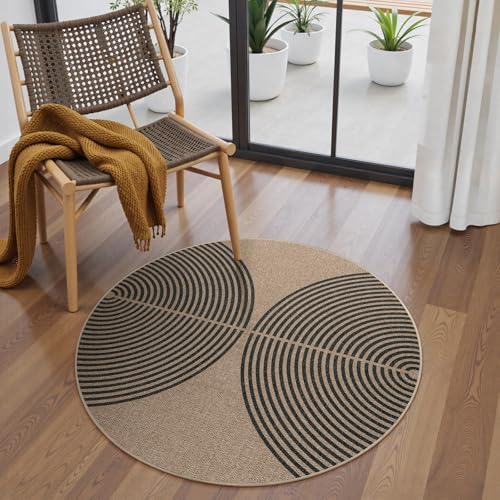 Lahome Modern Rainbow Small Round Rug, 3ft Washable Circle Rug for Doorway by Lahome