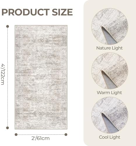 2x4 Rug Runners for Hallways Non Slip,Taupe - Image 2