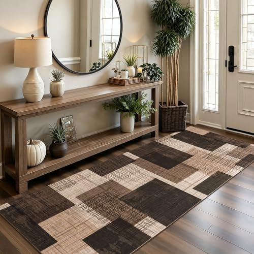 Washable 4x10 Runner Rug for Hallway Kitchen Bedroom, Chocolate - Image 2