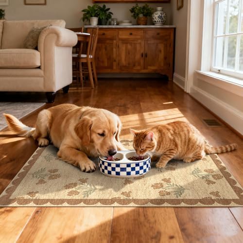 Floral Outdoor Rug - 28" x 43" Front Door Mat Indoor Outside Entrance Non-Slip Washable Outdoor Mat Jute-Look Tan Scalloped Rug for Entryway Kitchen Mudroom Layered Doormat for Front Porch - Image 6