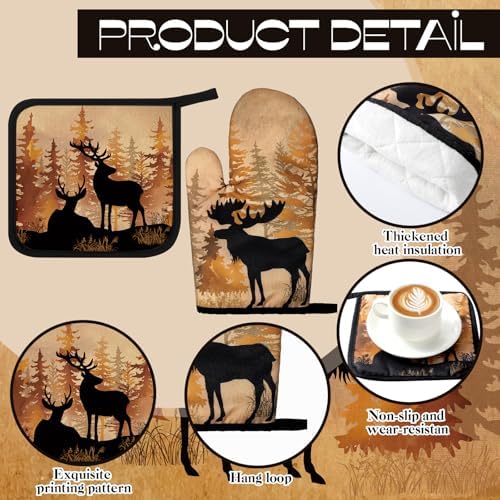 Fourluoo 10 Pcs Rustic Cabin Kitchen Decor Set Wildlife Decorations - Image 5