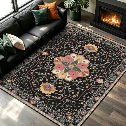 YARNSCAPE 6' x 9' Machine Washable Area Rug, Non-Slip Low-Pile Carpet by YARNSCAPE