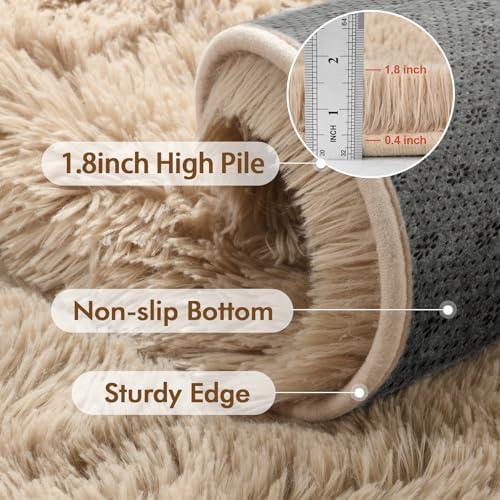 6x9 Ft Large Shag Beige Rugs for Living Room Bedroom, Ultra Soft Fluffy Furry Area Rugs for Playroom Indoor Floor, Aesthetic Carpet for Kids Home Decor - Image 5