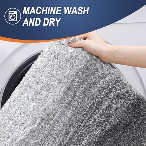 OLANLY Microfiber Bathroom Rugs Sets 3 Piece, Absorbent Bath Mats, Grey - Image 5