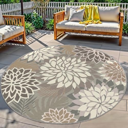 Arenarug Outdoor Rug Waterproof, Washable Patio Rug for Deck, 6x6, Taupe by ArenaRug