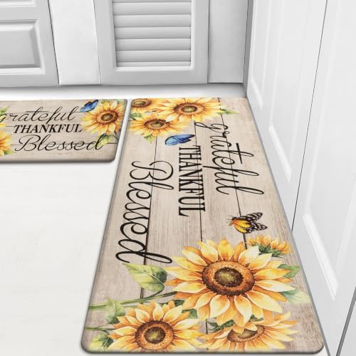 HEBE Fall Kitchen Rugs Set of 2, Anti Fatigue Kitchen Mats for Floor by HEBE