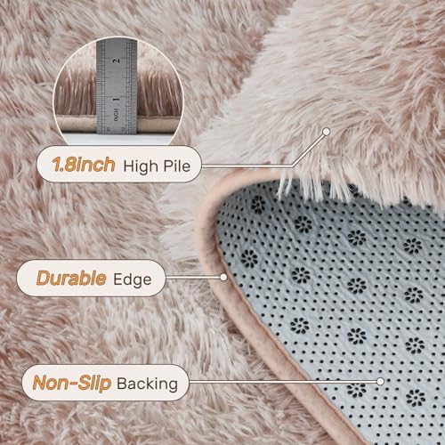 Area Rugs for Living Room 6x9 Feet, Soft Fluffy Shagg Plush Bedroom Rug Non-Slip,Large Carpet for Nursery Kids Dorm Home Decor Gradient Beige - Image 5