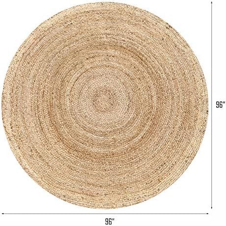 Hausattire Jute Braided Woven Area Rug 8 Feet Round - Natural - Image 2