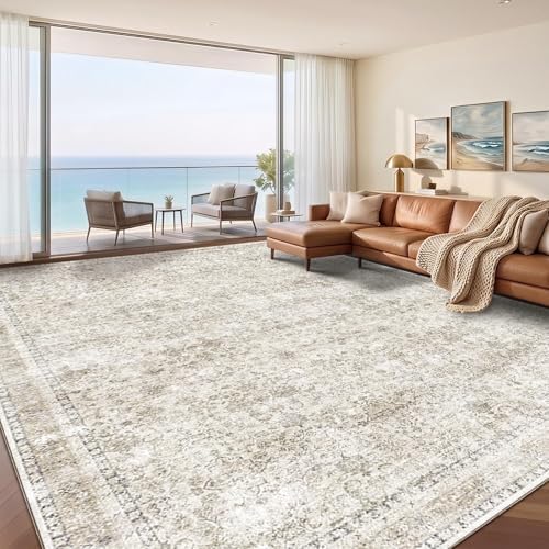 Sasttie 9x12 Area Rugs, Ultra-Soft Washable Rug for Living Room, Beige by SASTTIE