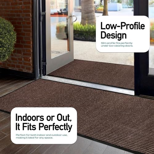 MaxMat® Extra Large Rubber Entry Mat - Heavy Duty, Waterproof, Low-Profile, Easy to Clean, Industrial Doormat (4 x 10 Feet, Brown, MXM-RIB0410BR) - Image 4