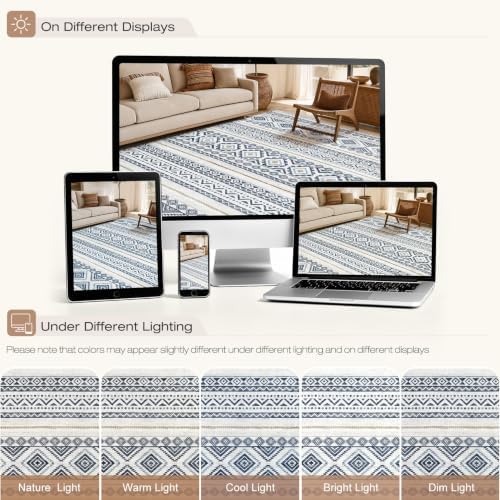 cotiled Boho 5x8 Area Rugs for Living Room: Soft Moroccan Washable Rug - Image 7