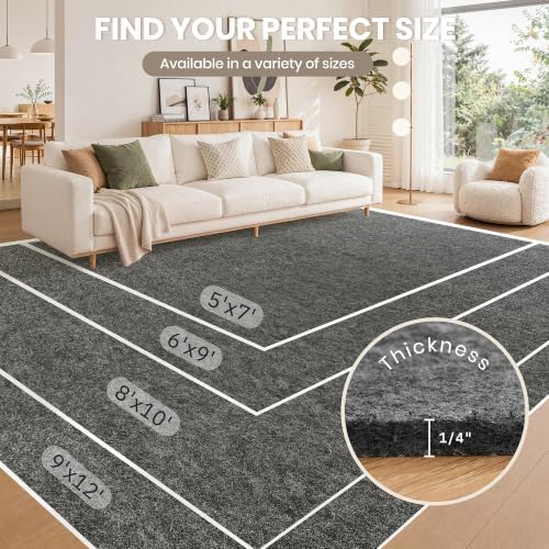 zesthome Rug Pad 5x7-1/4 Thick, Felt and Rubber Backing, Under Area Rug Protective Cushioned Pads, Keep Rugs Safe and in Place, Non Slip Rug Pads for Hardwood Floors and Finishes(5'x7', Black) - Image 7