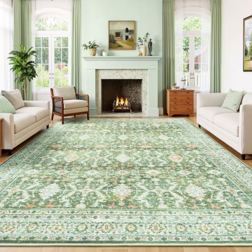 Lessymo 5 x 7 Washable Area Rugs for Living Room,Soft Non Slip Light Green by Lessymo