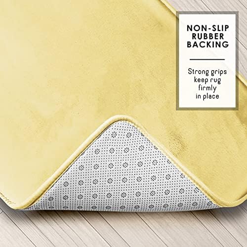 Clara Clark 3 Piece Bathroom Rugs Bath Mat Set, Velvet Memory Foam Bath Mats for Bathroom - Non-Slip, PVC Backing Bath Rugs, Washable - Dries Quickly, Yellow - Image 4