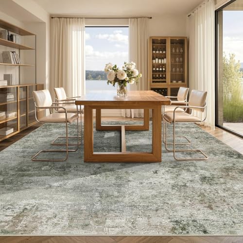 Tortania Area Rug Living Room Rugs - 6x9 Washable Large Soft Neutral Boho Moroccan Bohemian Farmhouse Rug Indoor Floor Carpet for Bedroom Under Dining Table Home Office Decor - Olive Brown - Image 2