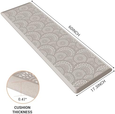 Mattitude Kitchen Mat, 17.3x60in Heavy Duty Ergonomic Comfort Foam Standing Desk Mat, Waterproof Non-Slip Standing Mats and Rugs for Kitchen, Office, Laundry, Khaki - Image 2