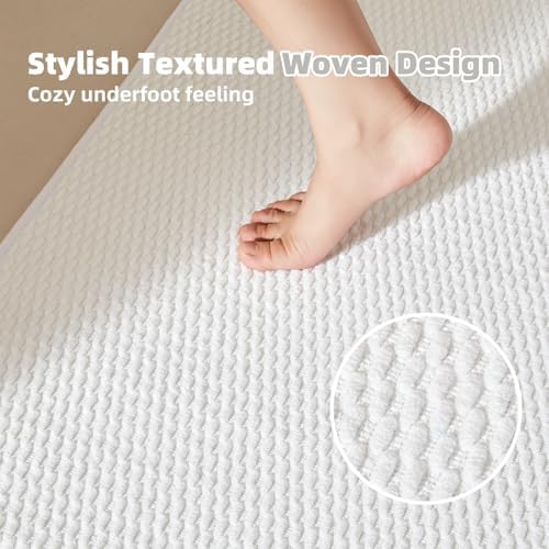 TYUU Bathroom Rugs Non Slip Washable, Super Absorbent Thin Bath Mat Small Quick Dry Low Pile Bathroom Rug, White 16"x24" / 1'4" x 2' - Image 3