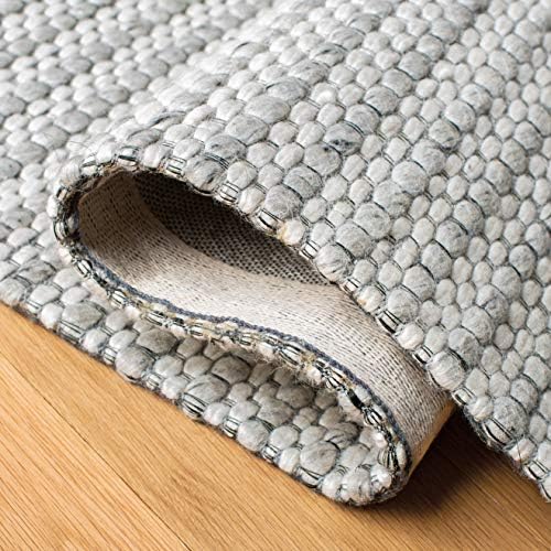 SAFAVIEH Area Rug 8x10 - Marbella Collection - Large - Light Grey & Ivory, Flat Weave Wool, Ideal for Living Room, Bedroom, Office, Dining Space (MRB392F) - Image 6