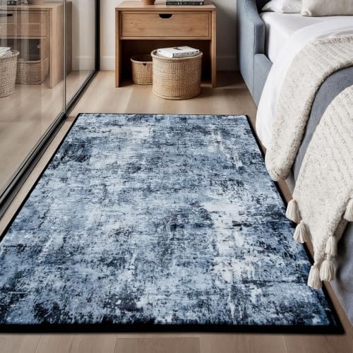 Rugflix 3x4 Entrance Rugs, Washable Navy Blue Dark Entry Small Rug - Image 3