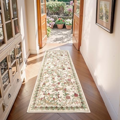 jinchan 2x6 Runner Rug Floral Vintage Washable Area Rug, Red/Green - Image 4