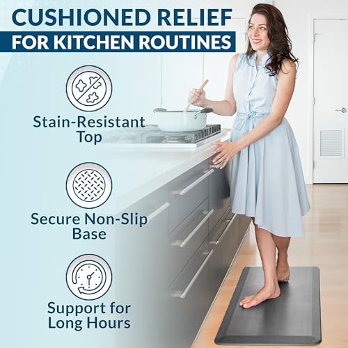 ComfiLife Anti Fatigue Floor Mat – 3/4 Inch Thick Kitchen Mats for Floor, Standing Desk Mat, Kitchen Rug – Comfort at Home, Office – Durable – Stain Resistant – Non-Slip Bottom (20" x 39", Gray) - Image 6