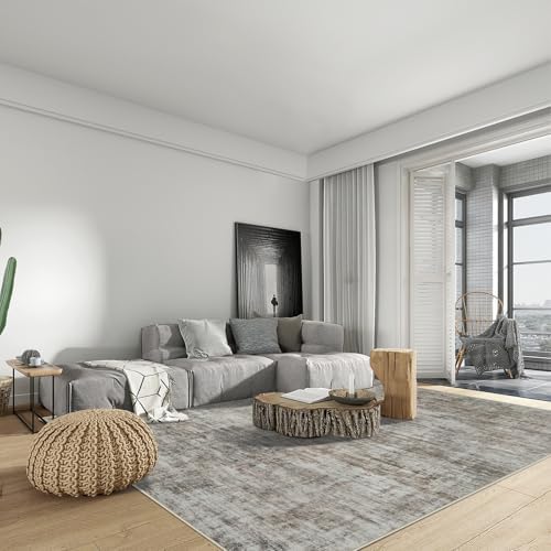 9x12 Area Rugs for Living Room: Washable Abstract Brown Black Carpet - Image 3
