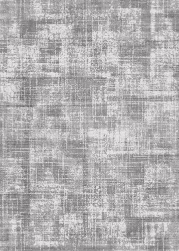 Abstract 8x8 Area Rug Washable: Large Living Room Bedroom Rugs with Non Slip Backing Low Pile Stain Resistant Carpet for Dining Room Office Lightweight Modern Home Decor for Renters 8x8 Concrete Gray by YOUFORTONG