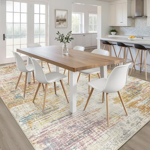 LOONGRUG 8x10 Area Rugs Washable Neutral Modern Living Room Rug Gold Multi - Image 5