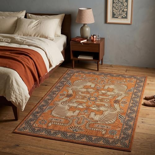 GarveeHome 3x5 Tiger Washable Rug Entryway Boho Bedroom Non Slip Vintage by GarveeHome