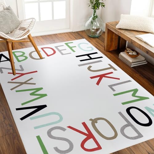 Topotdor ABC Area Rug,59x83 Inch Soft Floor Carpet,Multi Color by Topotdor