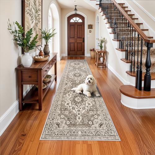 Washable 3x12 Hallway Runner Rug: Vintage Non Slip Soft Rug for Entryway by TOPRUUG