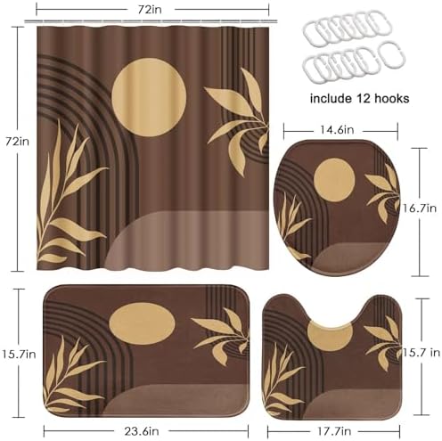 Bathroom Sets with Shower Curtain and Rug Boho Set of 4, Mid - Image 2