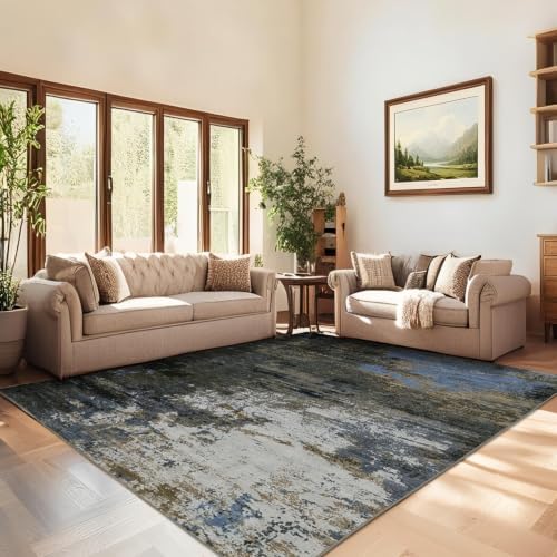 GarveeHome 4x6 Washable Area Rug Modern Abstract Gray Brown by GarveeHome