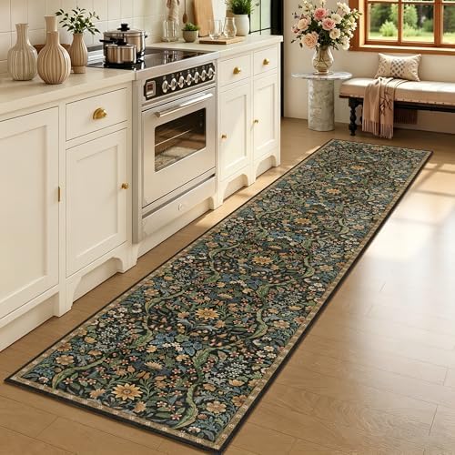 2x10 Floral Runner Rug for Kitchen Washable Hallway Runner Rug - Image 2