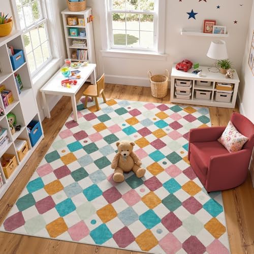 jinchan 8x10 Classroom Rug Washable Kids Playroom Play Mat Colorful Nursery by JINCHAN