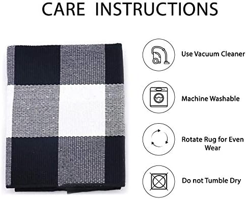 IOHOUZE 5x8 Buffalo Plaid Area Rug, Washable Indoor Outdoor, Black White - Image 5