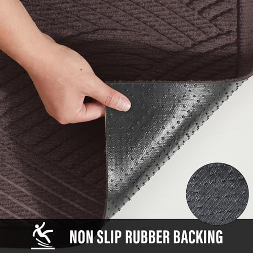 HIYARD Sturdy Front Door Mat, Absorbent Muddy Dirt Resist Welcome Door Mats Outdoor Indoor, Stain and Fade Resistant, Non-Slip Backing Entry Mat Low Profile Doormat for Entryway, 36×24, Coffee - Image 3