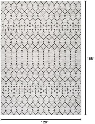 JONATHAN Y Moroccan Geometric Indoor Outdoor Area Rug 10X14 Cream/Black, Ourika Textured Weave for Backyard, Patio, Porch, Easy-Cleaning, High Traffic, Pet-Friendly, Non-Shedding (SMB108I-14) - Image 2