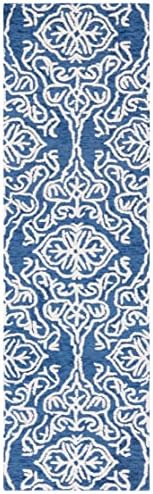 SAFAVIEH Blossom Collection Runner Rug - 2'3" x 8', Navy & Ivory, Handmade Wool, Ideal for High Traffic Areas in Living Room, Bedroom (BLM112N) by Unknown
