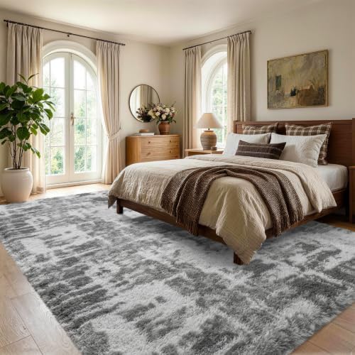 Noahas 6x9 Large Grey Fluffy Soft Area Rug Non-Slip for Living Room Bedroom - Image 3