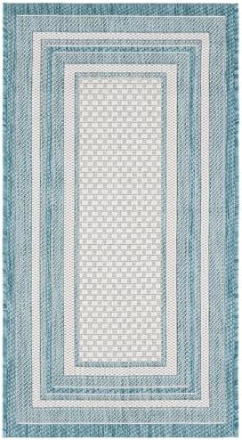 SAFAVIEH Courtyard Collection 2' x 3'7" Ivory / Aqua CY8475 Indoor/ Outdoor Waterproof Easy Cleaning Patio Backyard Mudroom Accent Rug - Image 2