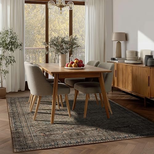 Ruaruarug Washable Area Rug 4×6 for Living Room, Ultra Soft, Vintage Brown - Image 5