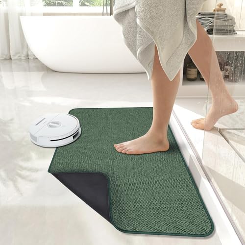 Bosap Bath Mat,Ultra Thin Bathroom Rugs,Rubber Bath Mats for Bathroom,No Slip Bath Rugs,Quick Dry,Machine Washable,Low Pile,Absorbent,Shower Outside,Sink,Home Decor Accessories.Green,2'x3'(24x36inch) - Image 6