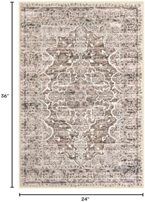 KUTA Vintage Floral Rugs 2x3 Washable Entryway Small Area Rug Brown - Image 2